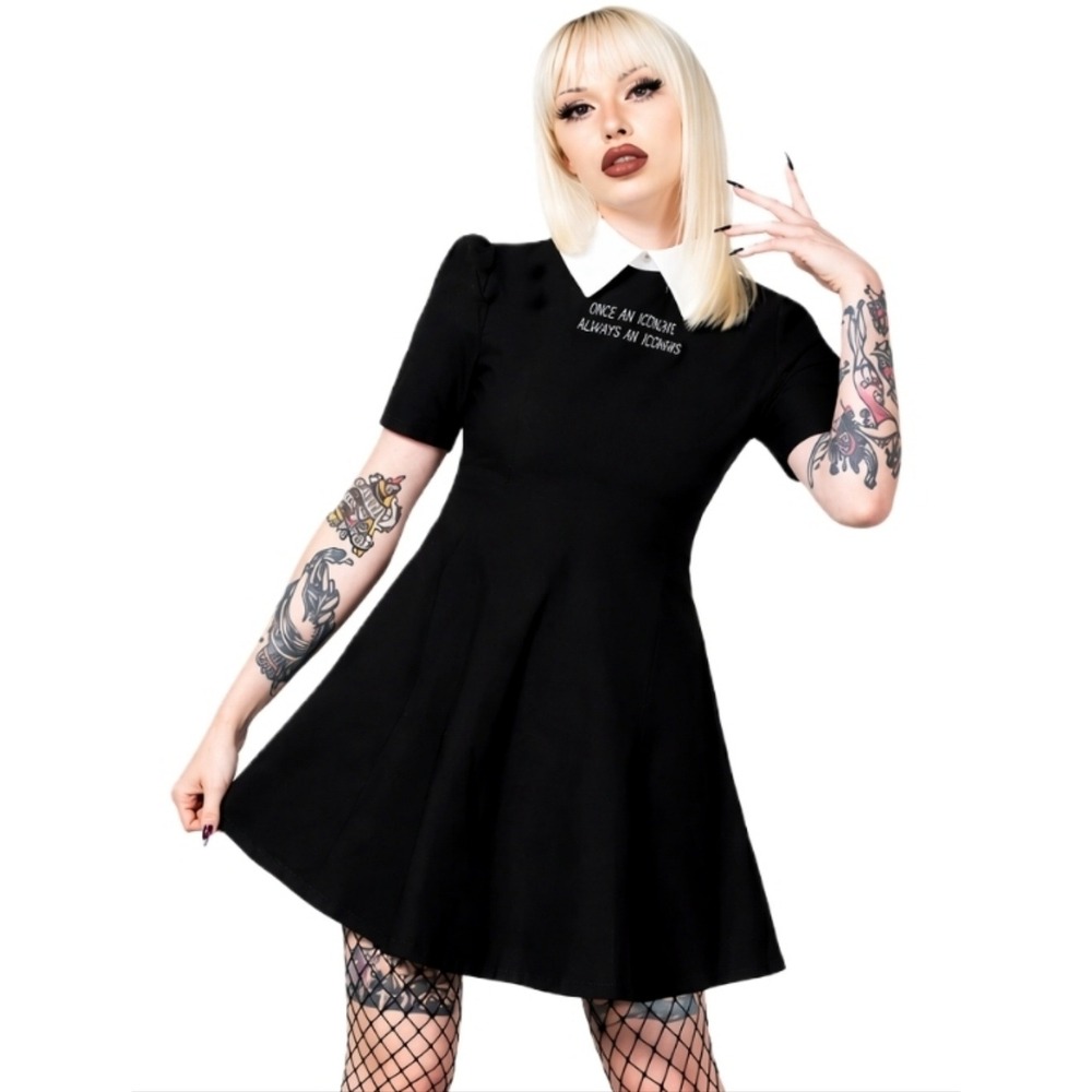 Killstar Blackest Heart Skater Dress Black XS Once an Addams Always an Addams